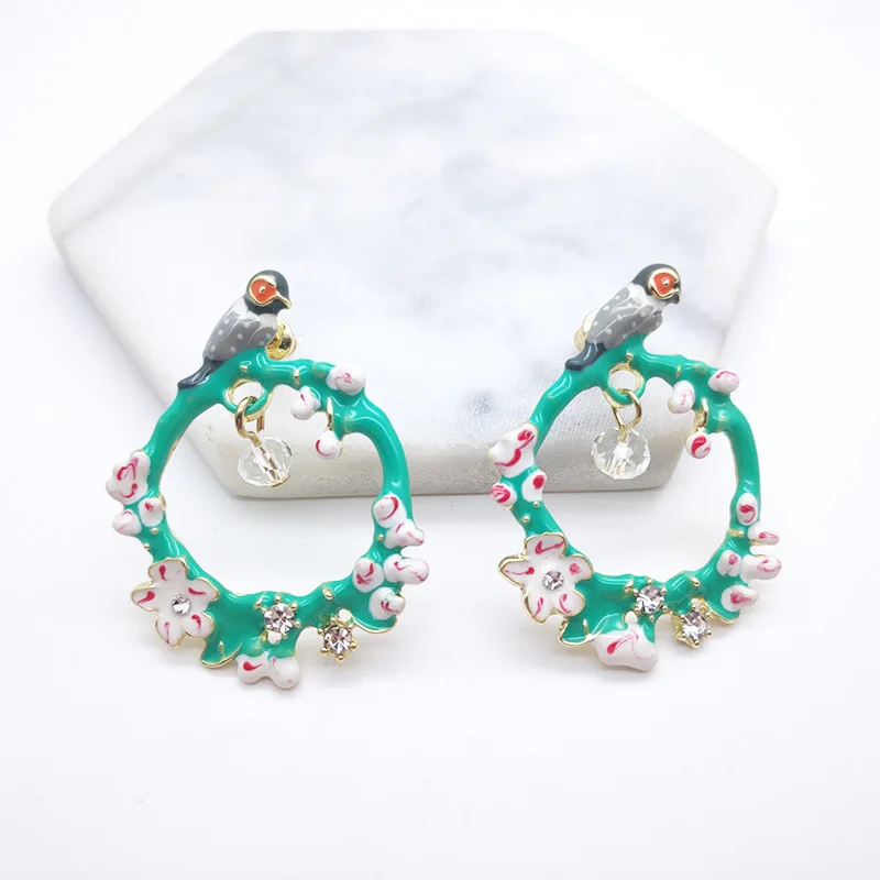 JZTOP 2019 Модные женские длинные серьги гвоздики очаровательные эмалевые в виде