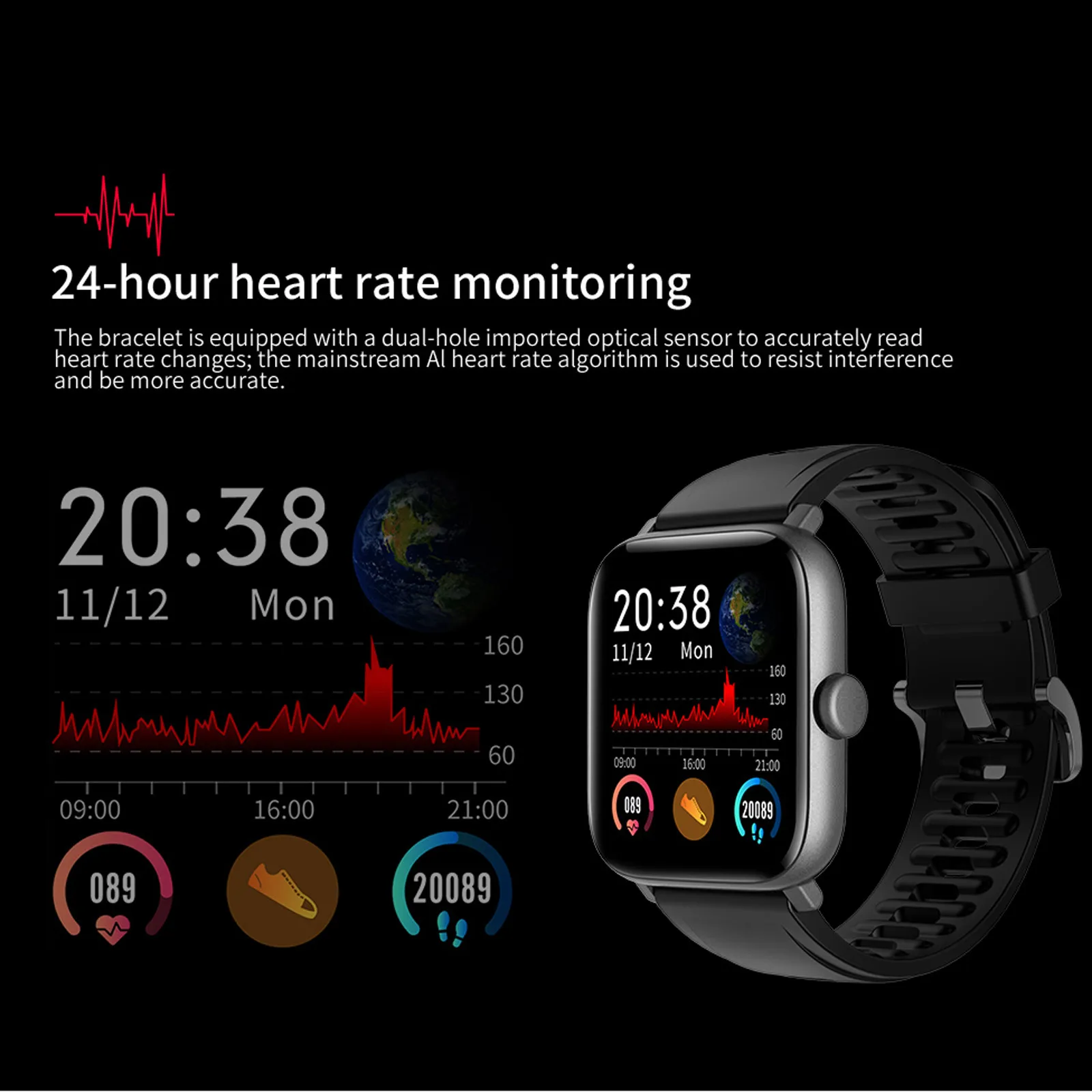 

Smart Watch Color Screen Heart Rate Waterproof Aluminum Alloy Shell Sport Watch for Men Smartwatch for Android Relogio Masculino