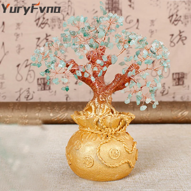 YuryFvna 7 дюймов высотой с украшением в виде кристаллов Lucky Money Tree Фигурка фэн-шуй для