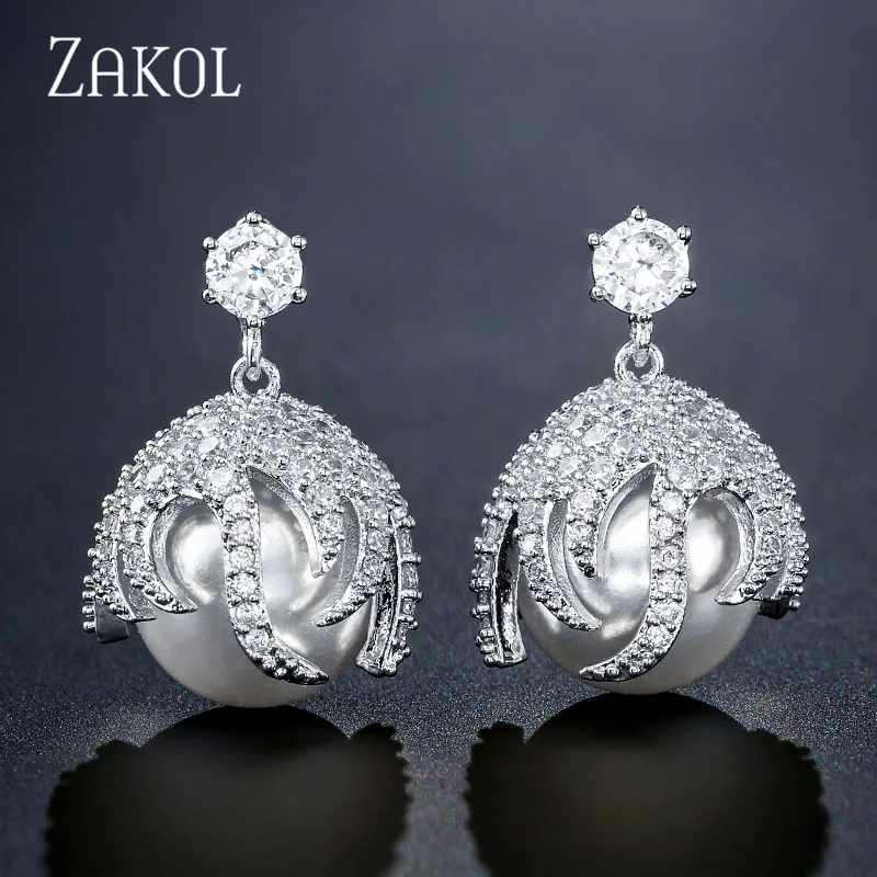 ZAKOL новые корейские Роскошные висячие серьги с фианитом для женщин модные