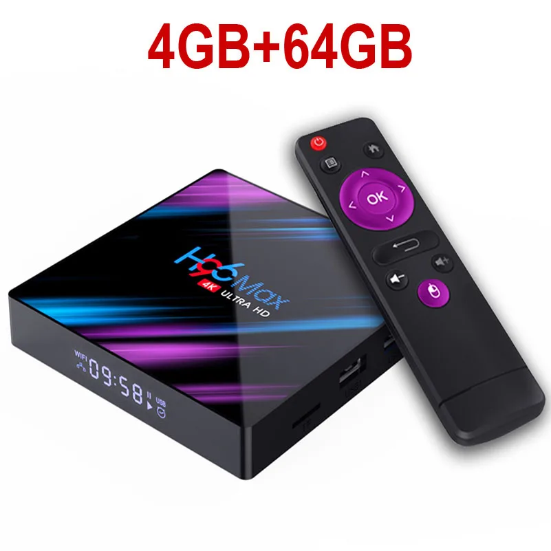 4GB 64GB H96 MAX Смарт ТВ приставка Android 9,0 ТВ приставка 4K ТВ приставка 4 ГБ 32 ГБ 64 Гб четырехъядерный медиаплеер Поддержка IP tv PK X96 HK1 - Цвет: 4GB 64GB