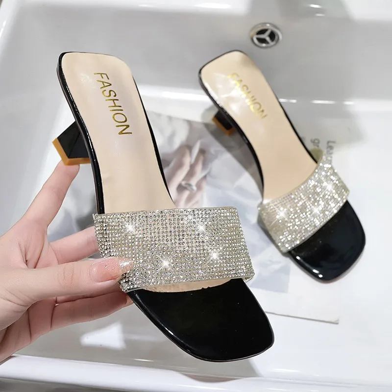 New Bright Diamond Sandals Open Toe High Heels Women Slippers Sandalia Feminina Party Dress Shoes Ytmtloy Indoor Zapato Mujer