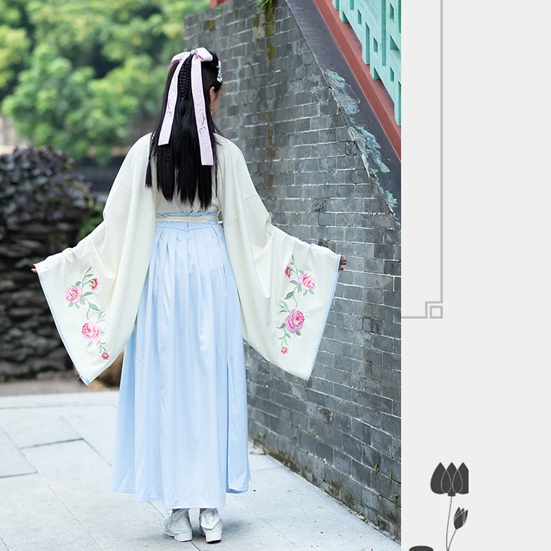 2019 традиционная китайская одежда Hanfu Женская белая хлопковая Улучшенная