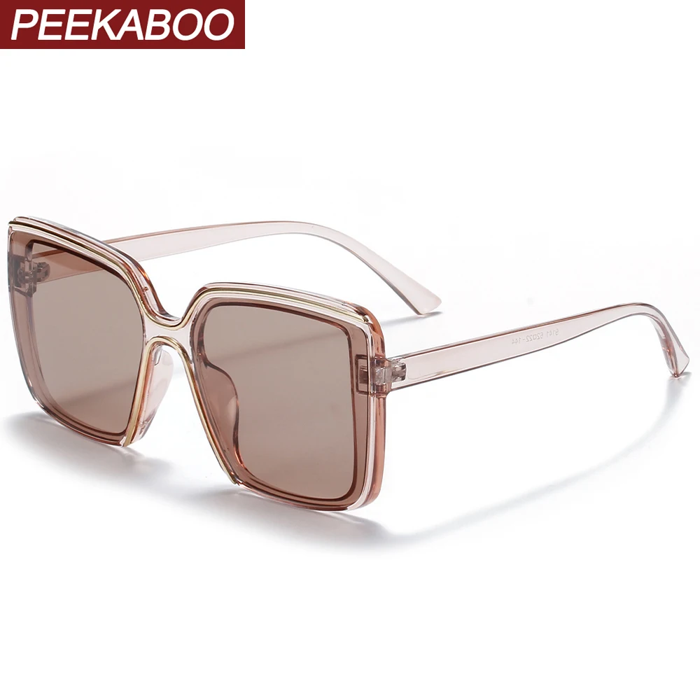 Женские солнцезащитные очки Peekaboo с большой оправой квадратные uv400 коричневые