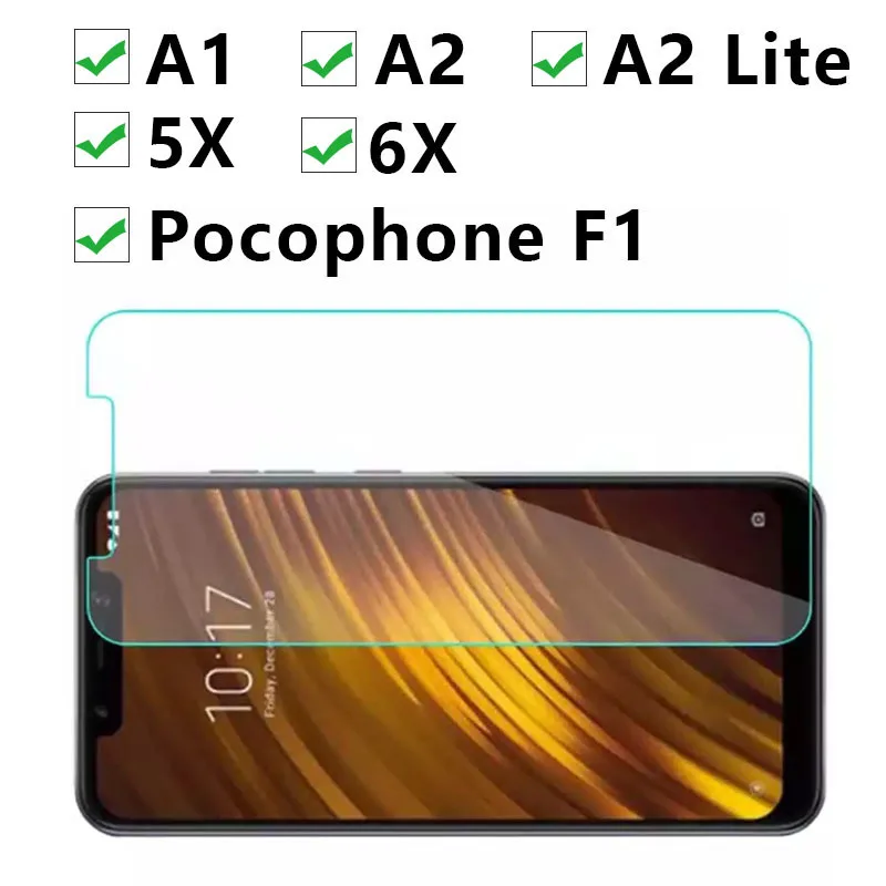 For Xiaomi Mi Pocophone F1 A1 A2 Lite 5x 6x Tempered Screen Glass Ksiomi My 1f 1a 2a F A 1 2 A2lite Protector | Мобильные телефоны