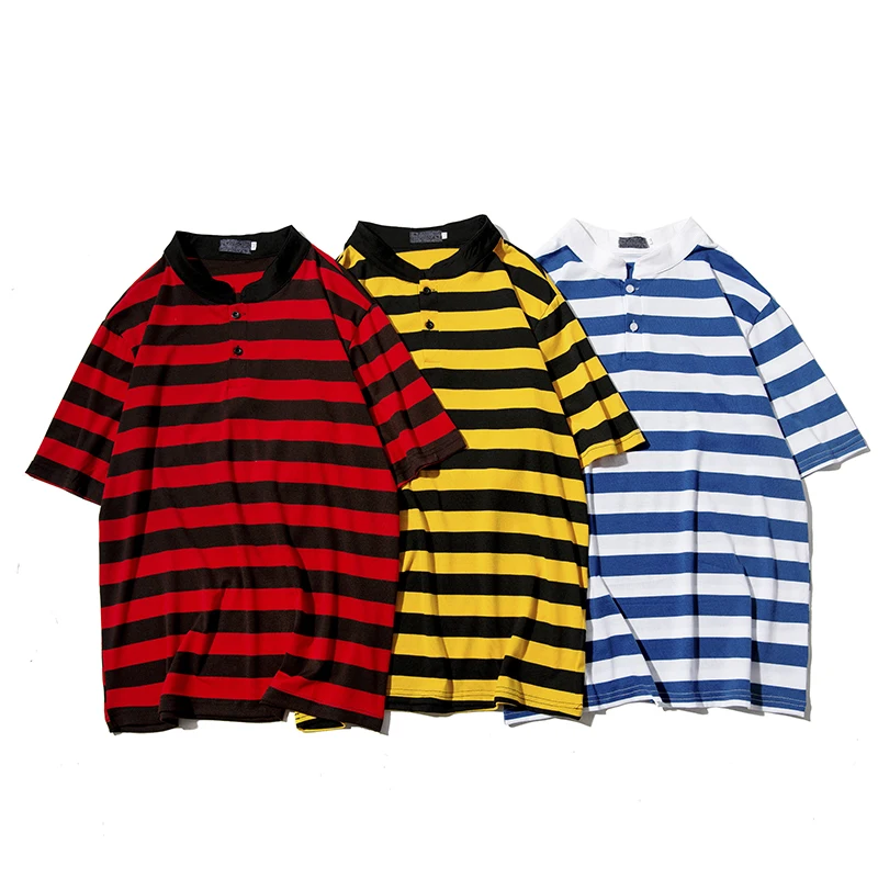 

Men's Short Sleeve Men's Shirt Men's Striped Matching Color Shirt Men's Striped T-shirt