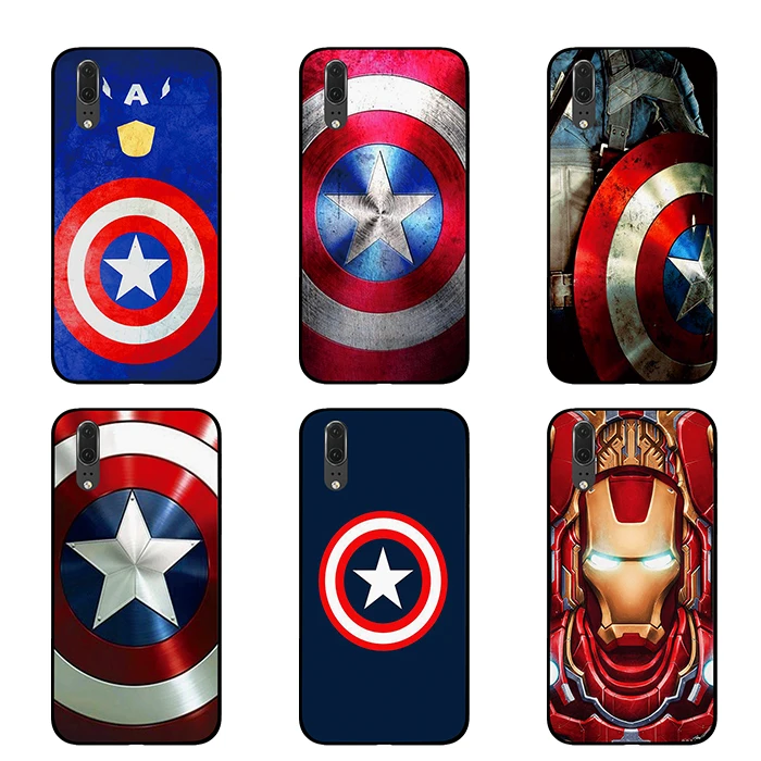 Капитан Америка, Железный человек для marvel черный чехол для телефона huawei P30 P20 mate 10 20 Pro Lite Nova 3 4 3i чехол