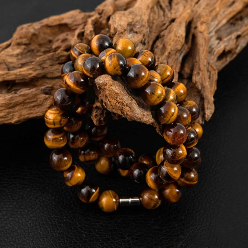 

Natural Tiger Eye Bracelet Elastic Yoga Gem Healing Energy Men's and Women's Elastic Bracelet