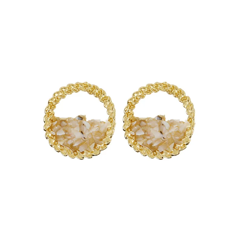 

Minimalist Round Hollow Alloy Shell Stud Earrings For Women Gift