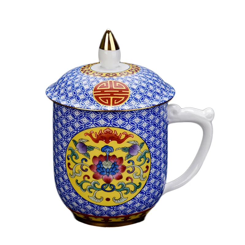 Чайная кружка 360 мл белая фарфоровая эмалированная кофейная Крышка для кружек