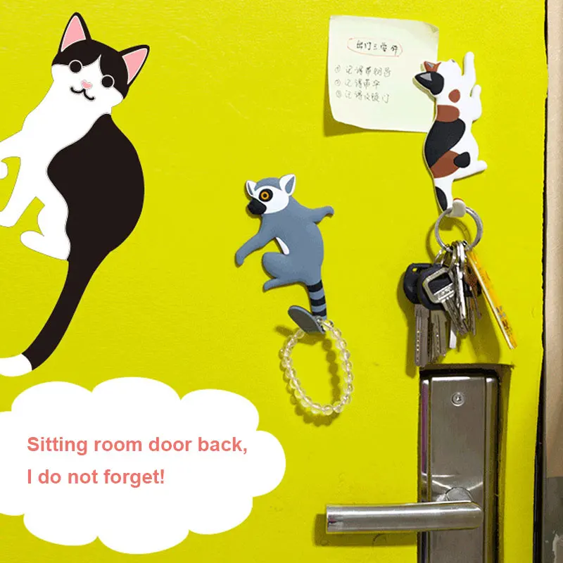 

1Pcs Reusable Decorative Hooks Cartoon Animals Non-marking Wall Hanging Hook Fridge Sticker Key Coat Hanger Kitchen Bathroom