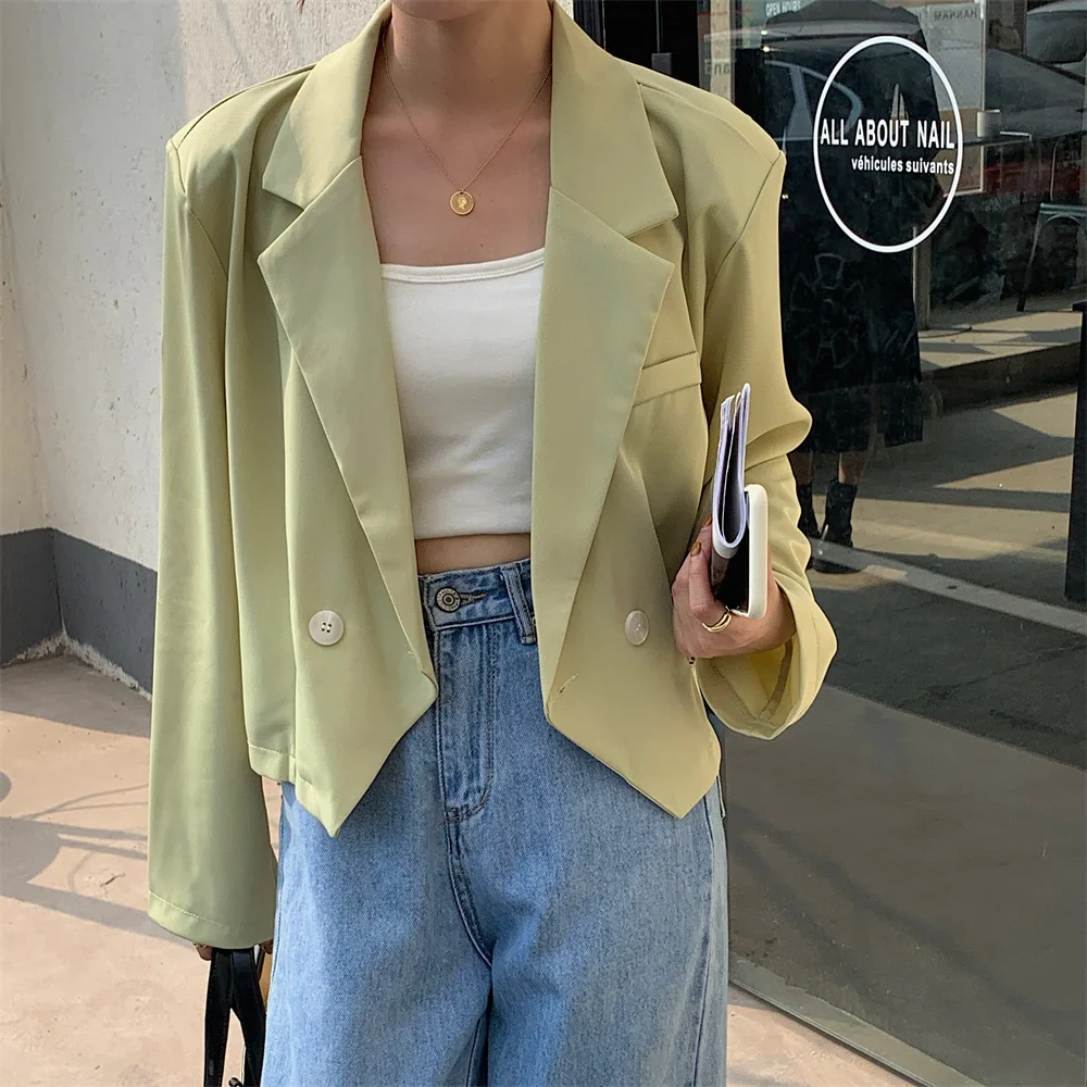 

HziriP Solid Slim High Waist Blazers Coats New Casual 2021 Hot Women Stylish Gentle Office Lady Streetwear Autumn Chic Loose