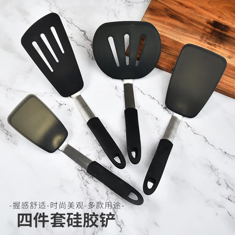4pcs/set Silicone Turner Spatula Set Heat-Resistant Flexible Egg Pancake Flipper Cooking Utensil