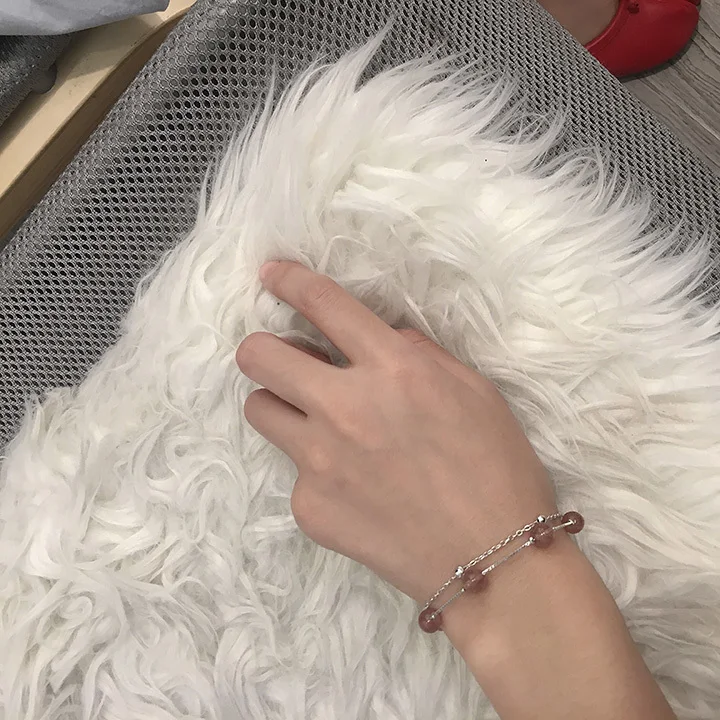 

Браслет с клубничным кварцем удачи в Любви Женский Корейский простой индивидуальный дизайн в стиле Instagram холодный розовый