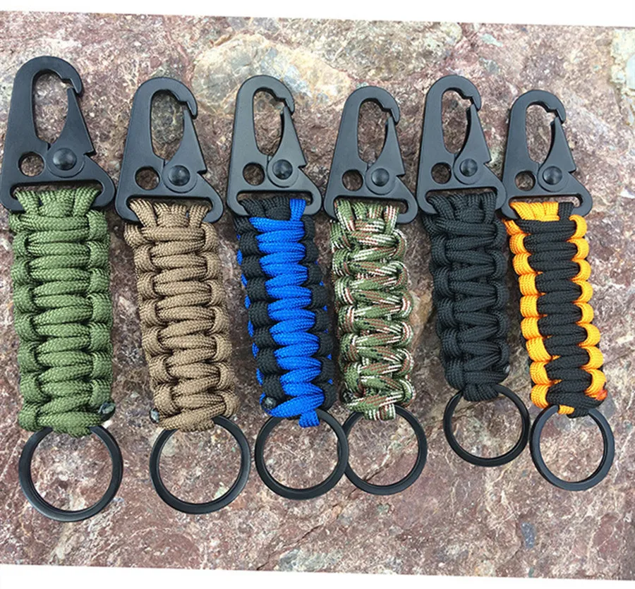 

1PC Camping Survival Kit Military Parachute Cord Emergency Knot Key Chain Ring Camping Carabiner Rope Keychain Outdoor EDC Tool