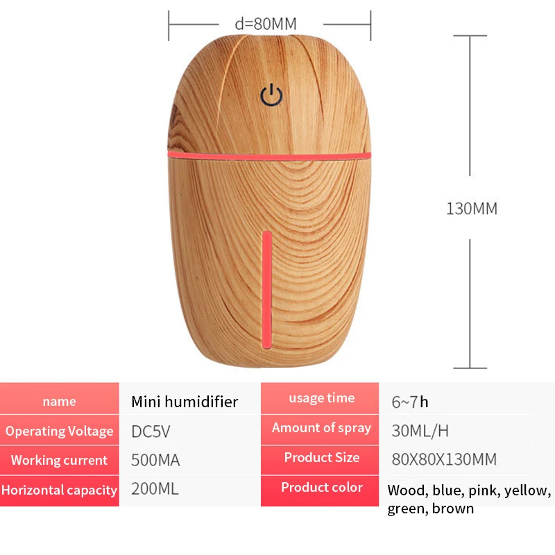 Мини USB Арома эфирное масло диффузор деревянный ультразвуковой увлажнитель