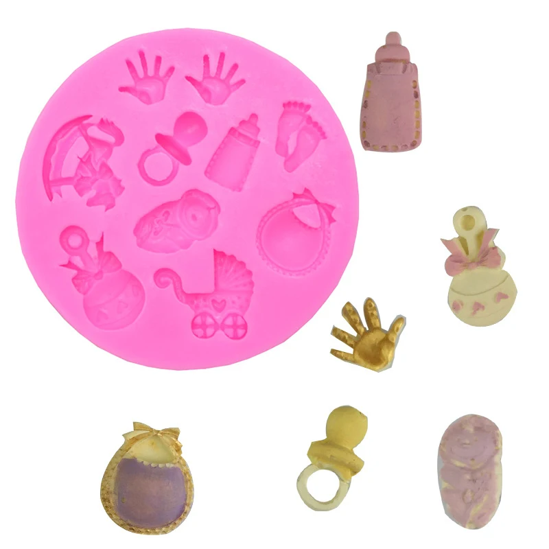 

Baby Shower Hand Bottle Silicone Molds Wedding Cupcake Topper Cake Decorating Tools Sugarcraft Clay Chocolate Gumpaste Moulds