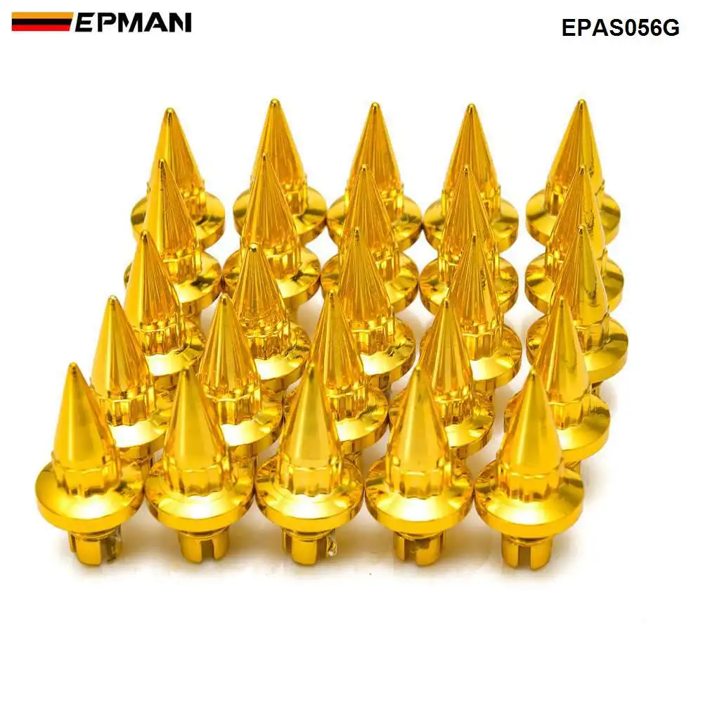 Золотой EPMAN-25 шт./лот пластиковые шипы колеса заклепки для колеса Крышка колесных дисков губы винт болт шины EPAS056G - Название цвета: Золотой