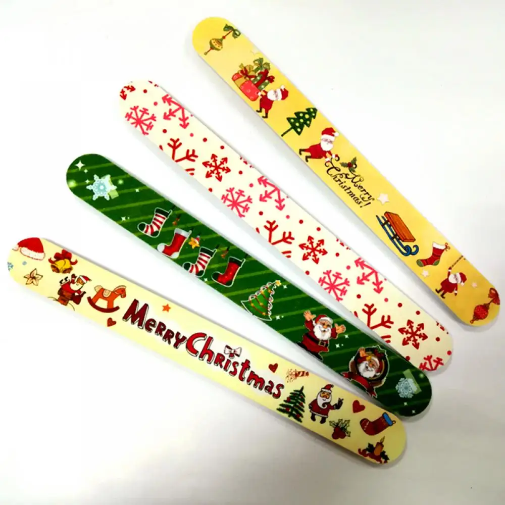 4 шт Рождественская печать пилки для ногтей серая лодка шлифовальный буферный