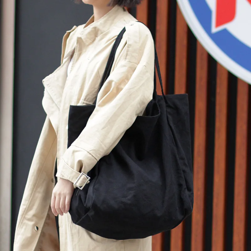 

Korean Style Shoulder Bag Simple Large-capacity Washed Canvas Fashion Forest Literary Leisure Handbag