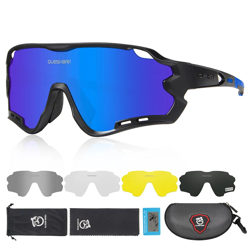 As Picture Showed Queshark HD поляризованные велосипедные очки для мужчин и женщин 5 линз MTB дорожный велосипед TR90 рама - Цвет: As Picture Showed