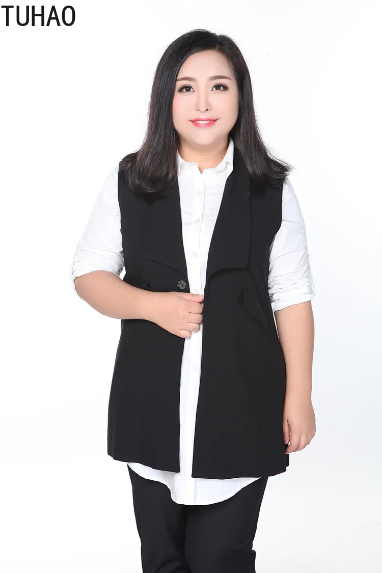 TUHAO женский элегантный черный Длинный блейзер жилет размера плюс 9XL 8XL 7XL 6XL