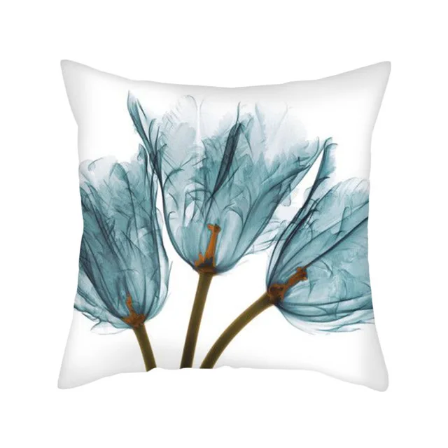 Ink Flower Printing Polyester Pillowcase Floral Pattern Family Car Bedroom Decorative 45x45cm (one Side) . | Дом и сад