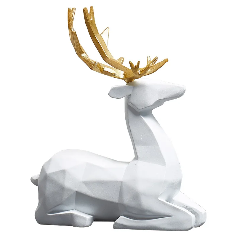 

Home Decor Modern Simple Resin Deer Statue Accessory Garden Desk Decoration Accessories Living Room Bedroom Friend Wedding Gift