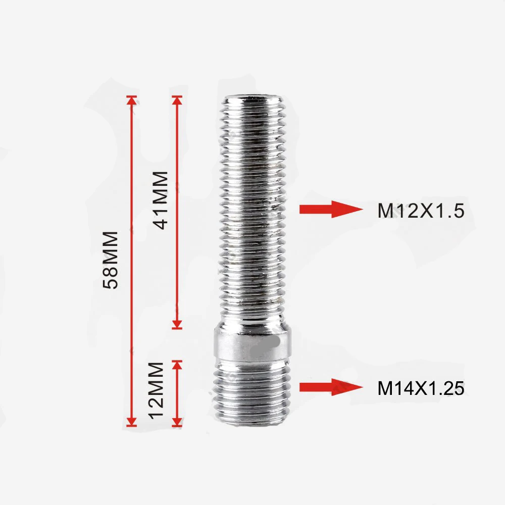 20 шт болт общая длина 58 мм размер резьбы M12* 1,5+(M12*1,5/1,25 M14* 1,5/1,25