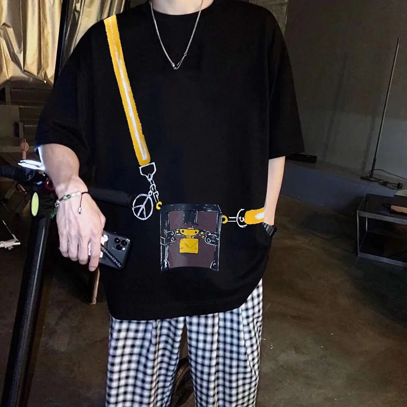 

Men Women Graffiti T Shirt Streetwear Designer Lnkjet Painting Tshirt Short Sleeve Cotton 2021 Summer Harajuku Ff Loose Tops Tee
