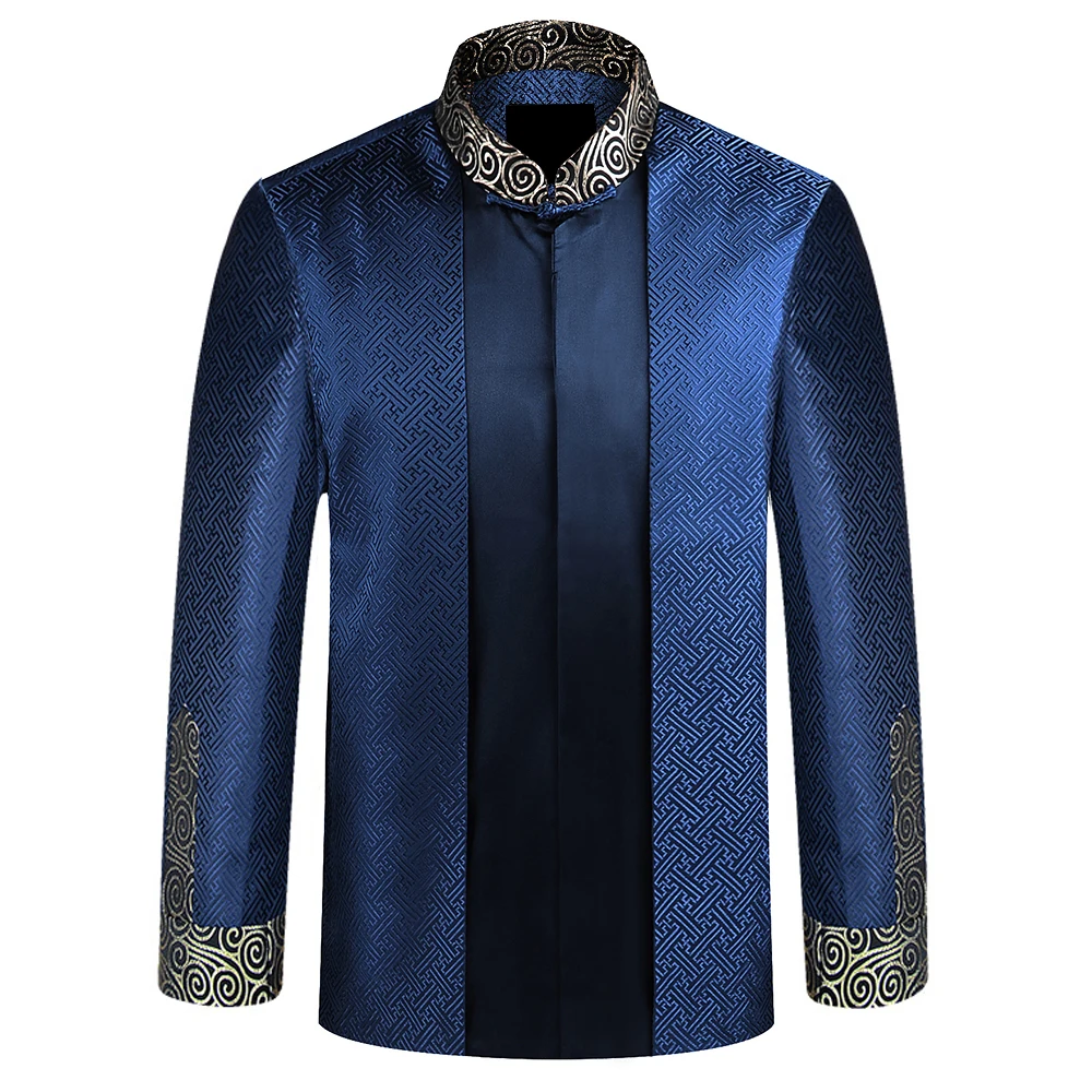 Костюм от Tang Новый Фиолетовый Китайский традиционный мужской костюм с