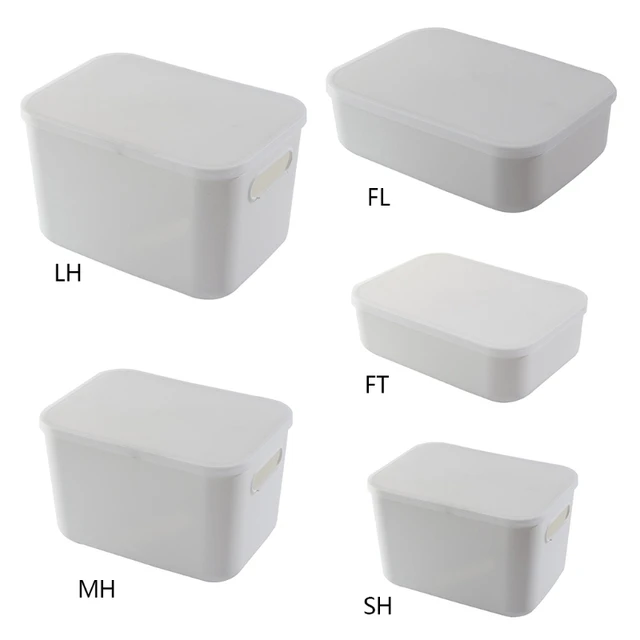 PP Plastic Storage Bins, White Storage Box with Handle Stackable