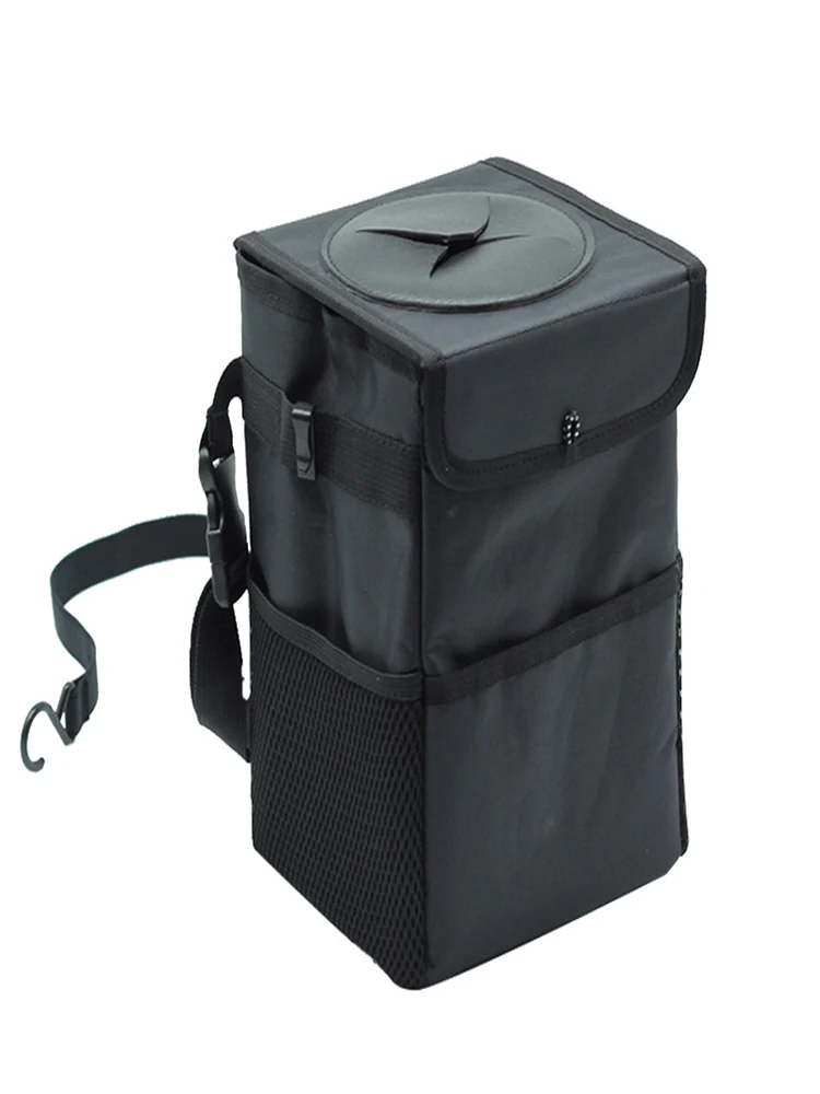 

Car Trash Can with Lid and Storage Pocket Leakproof Car Garbage Can Portable Auto car trash bag Hanging or Mounting In Car