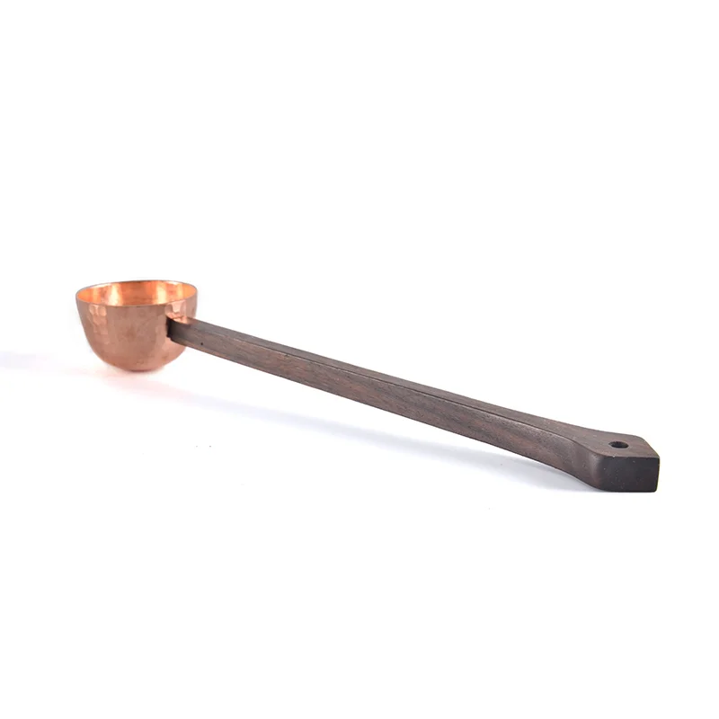 Cuchara de caf&eacute; en polvo de cobre, cuchara de madera maciza, 10g, cuchara dosificadora, electrodom&eacute;sticos de caf&eacute;, cuchara de calavera-4