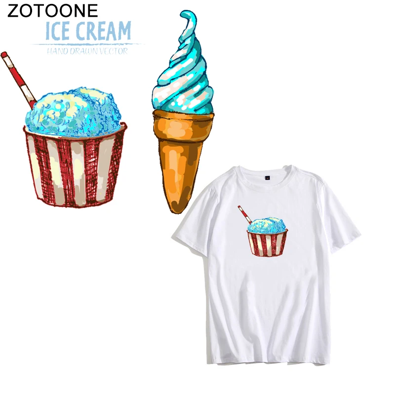 ZOTOONE Ice Cream Heat Transfers Iron on Patches for Clothing DIY Dessert Clothes Stickers Appliques Printed A-level Washable A | Дом и сад