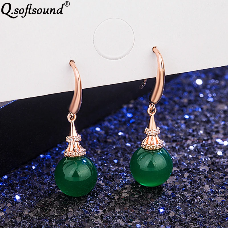 Новый натуральный халцедон висячие серьги для женщин розовое золото Цвет