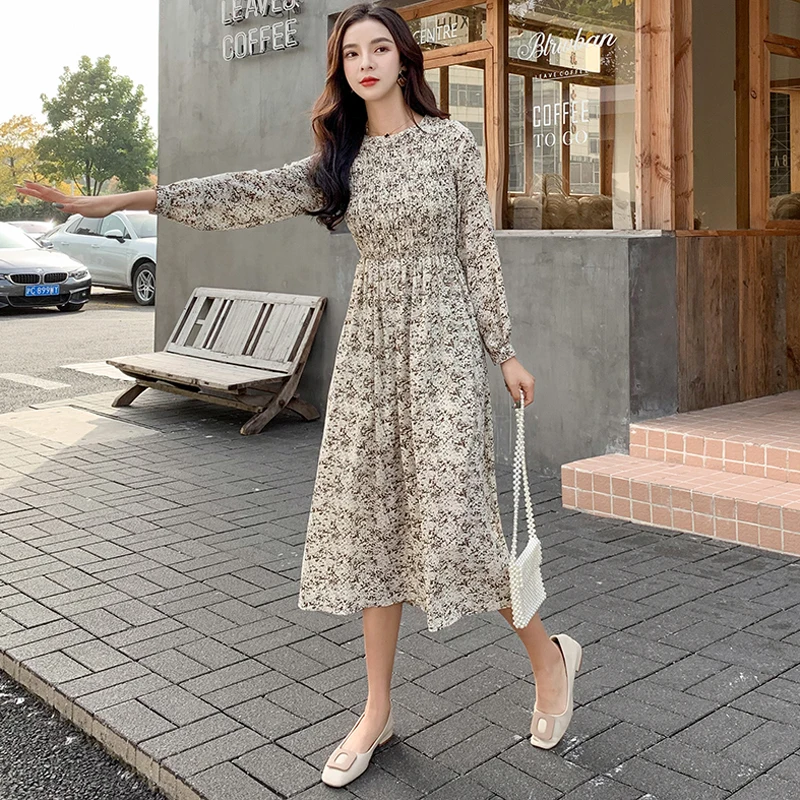 Женское платье-трапеция с круглым вырезом Mozuleva простое винтажное шифоновое