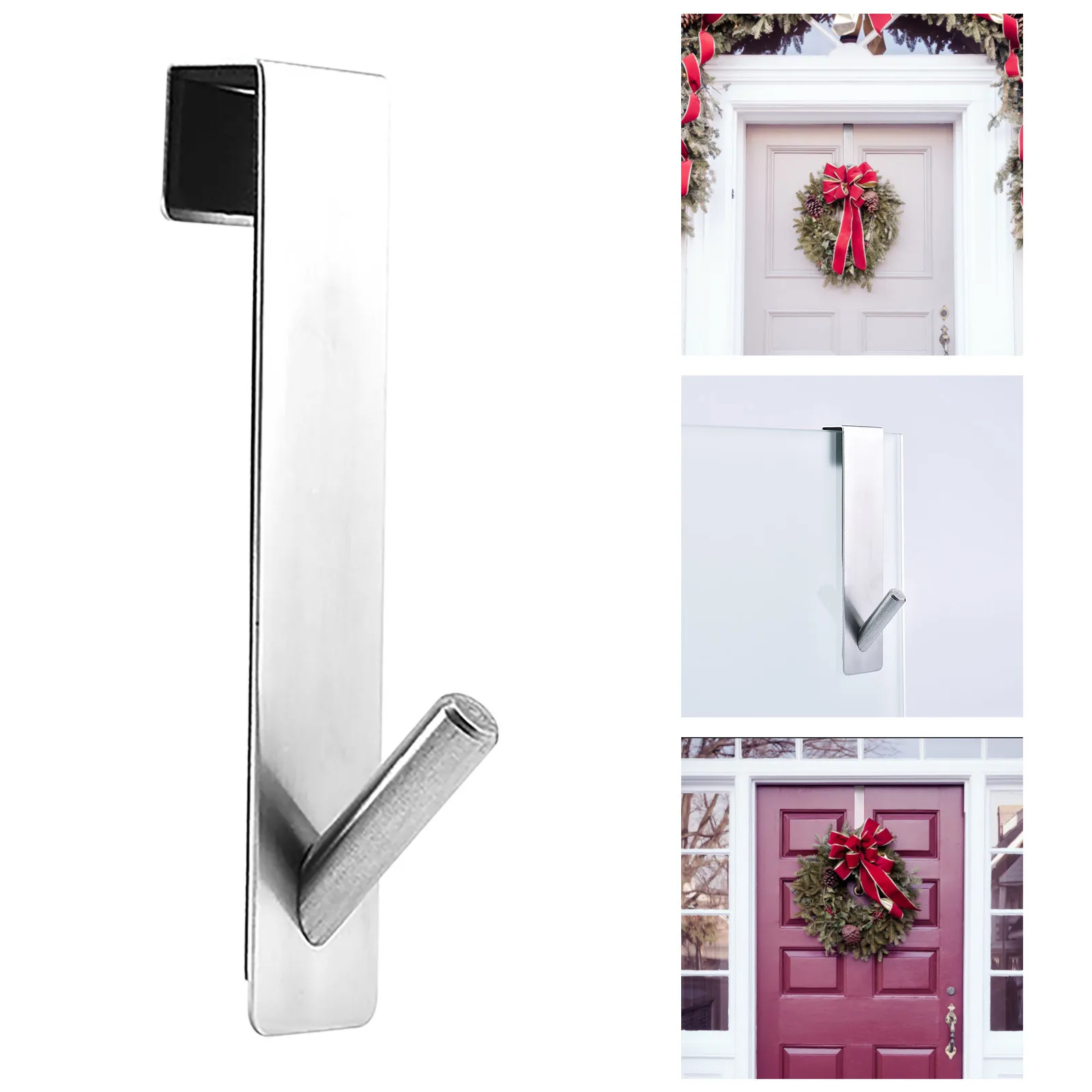 

1Pcs Stainless Steel Wreath Hanger Home Kitchen Wall Door Holder Hook Multi-purpose Hanger Hanging Coat Hooks High Quality