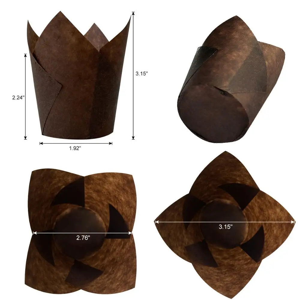 

WALFOS 100 Pcs Tulip Flower Chocolate Cupcake Wrapper Baking Muffin Paper Liner Mold Disposable Paper Cake Decoration Supplies