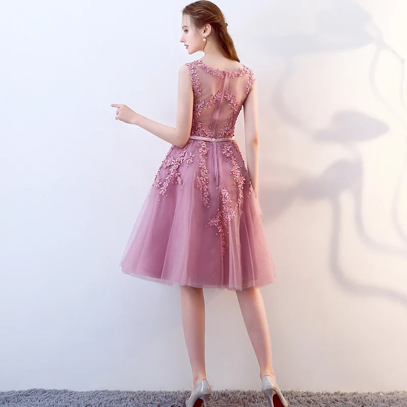 

Short Cocktail Dresses 2021 Applique Pearls Women Formal Prom Party Gown