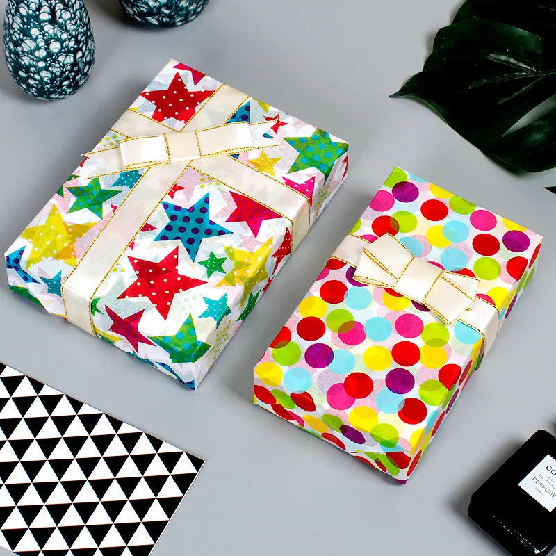 

10pcs Colorfuf Tissue Paper Christmas Gift Packaging Star Line Home Decoration Party Wedding DIY Supplies Wholesale 50*70cm