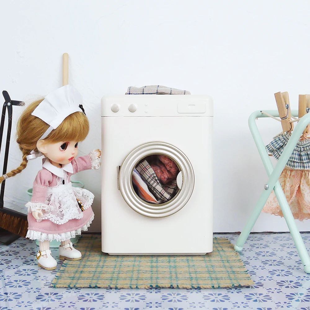 Aizulhomey-muebles de casa de mu&ntilde;ecas para ni&ntilde;os, accesorios de Metal para lavadora, Blythe BJD OB24 1/6 OB11, juguete de regalo, 1/6-3