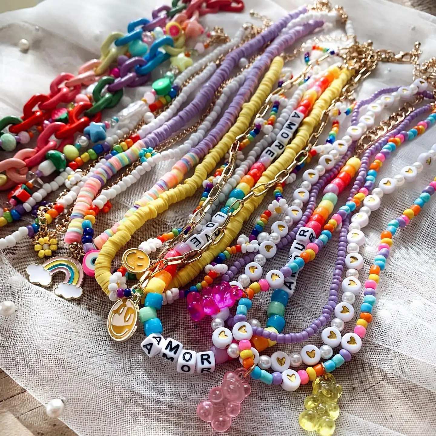 Dvacaman 2021 новые жемчужные смайлики бисерные ожерелья для женщин Boho красочная