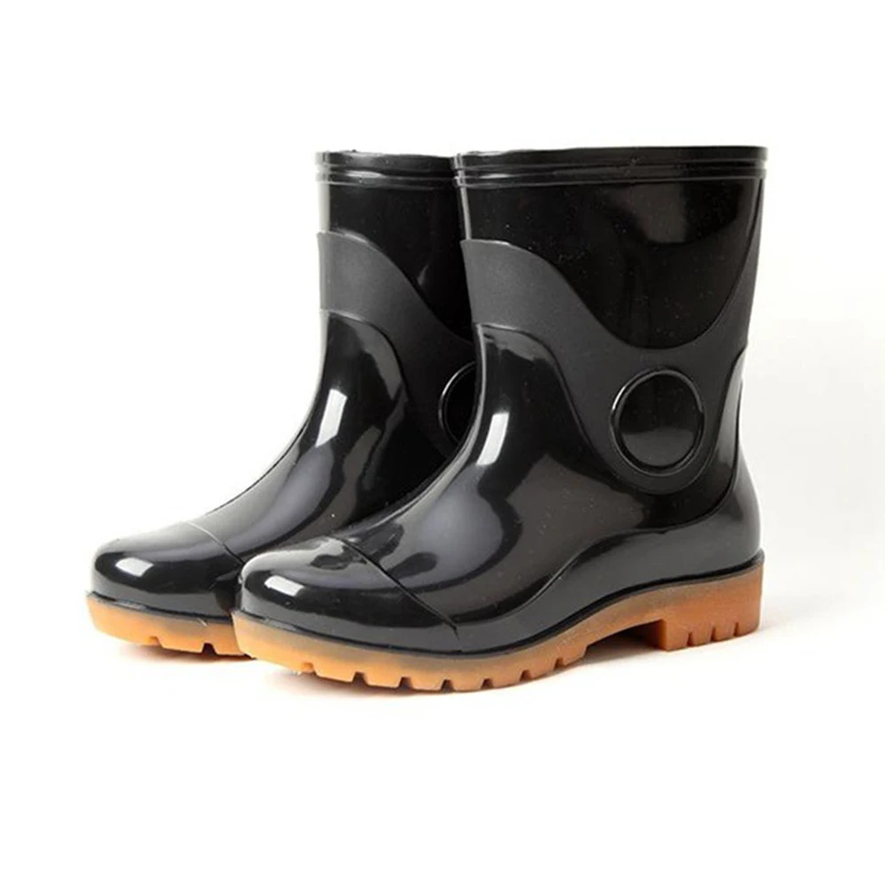 Мужские резиновые сапоги обувь для дождливой погоды на носок черные из резины