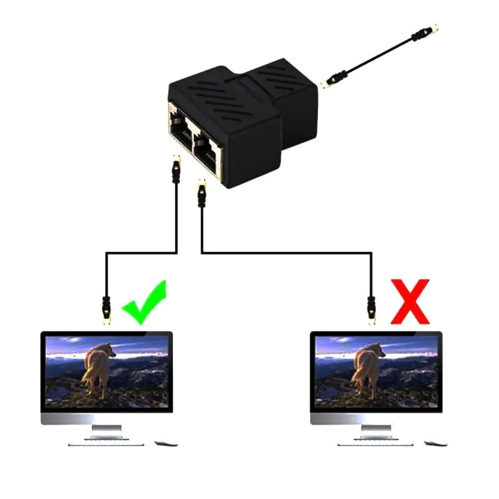 Разветвитель RJ45 адаптер от 1 до 2 с двумя гнездовыми портами CAT 5/CAT 6 разъем Ethernet -