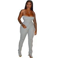 spaghetti strap rompers womens jumpsuit summer clothes one piece club outfits split stacked pants bodycon backless body overalls