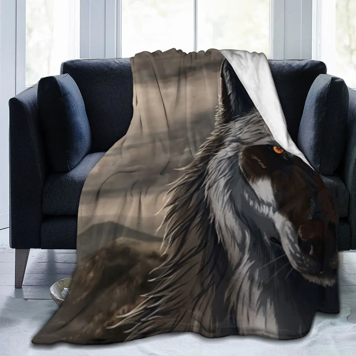 

Wild Wolf And Moon Animals Galaxy Soft Cozy Fleece Throw Blankets For Sofa Bed Couch Dropship Wholesale Decorative Family Throw