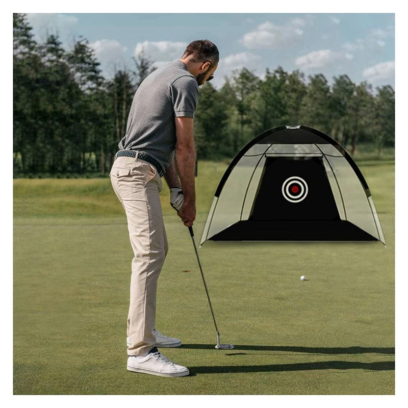 

Pro Size Golf Practice Net Home Golf Hitting Driving Net Black & Golf Indoor Outdoor Chipping Pitching Cages Mats
