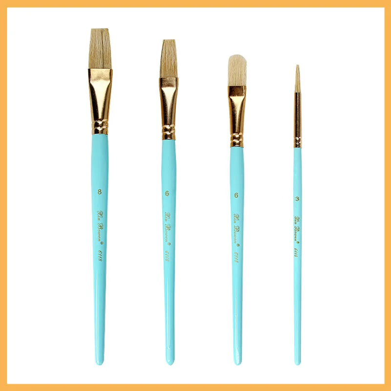 Щетка для масляной краски Art Sky Blue с деревянной щетиной 4 шт./компл. набор кистей