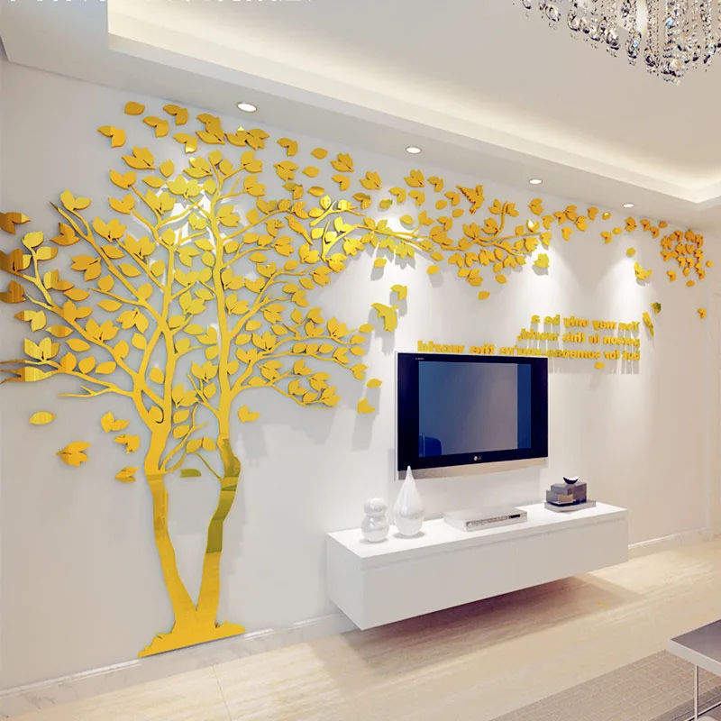 

3D Mirror Wall Stickers Large Tree DIY Decorative Mirrors Decal Home Decoration Living Room Bedroom TV Background Wall Decor